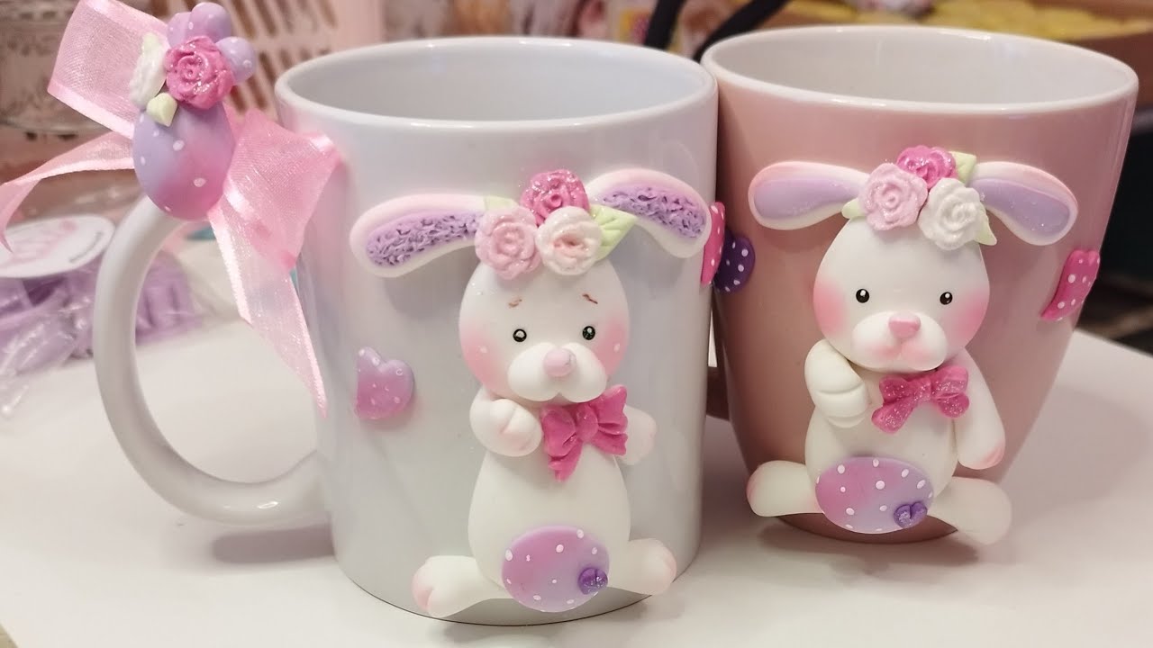 Porcelana fría  , taza decorada !!