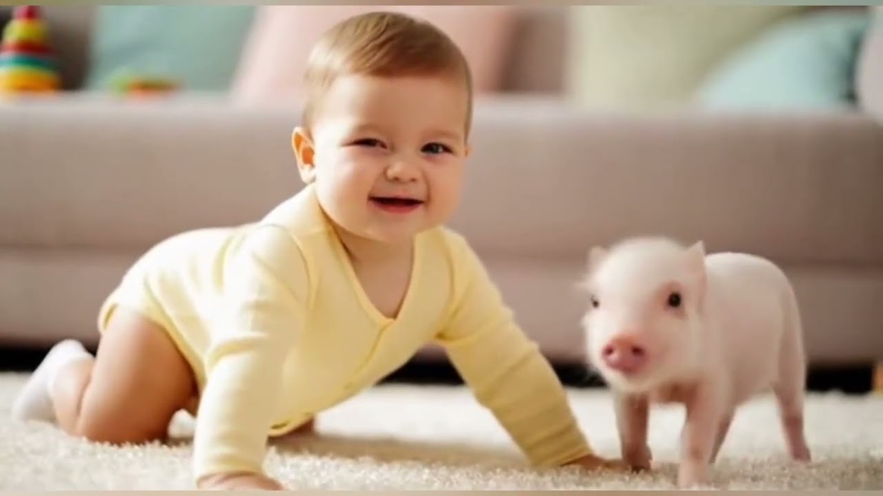 Baby Learns Animal Sounds 🐶🐱🦆 | Cute Baby Copying Animals | Fun Learning Video for Toddlers