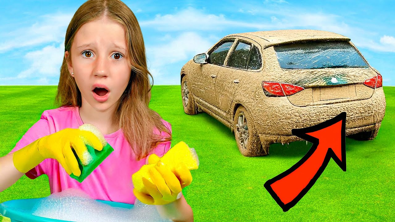 Aprendiendo a Ayudar en Casa con Nastya | Lavamos el Auto Juntos