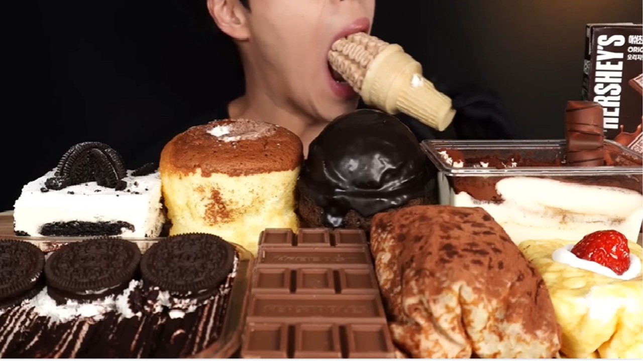 ASMR MUKBANG Chocolate Ice Cream, Chocolate Cake & Chocolate Cookies