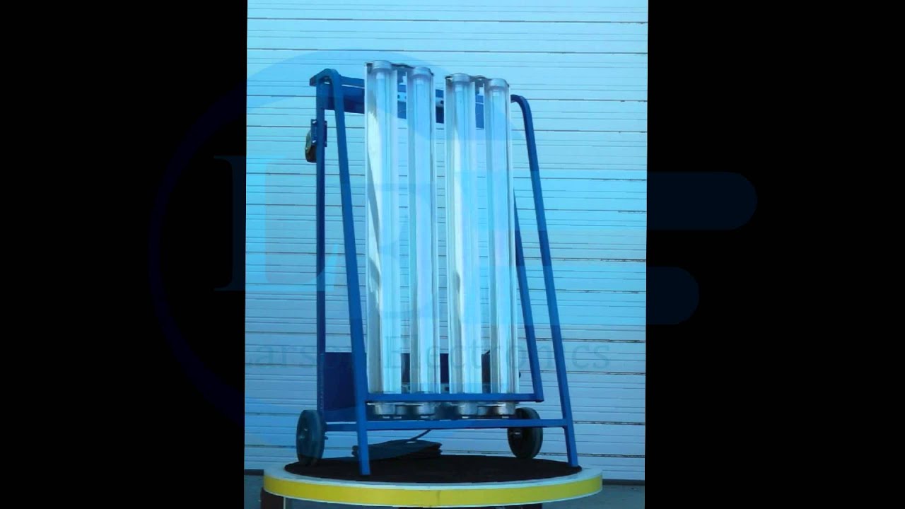 Explosion Proof LED Lights for Paint Booths on Aluminum Upright Cart with Wheels
