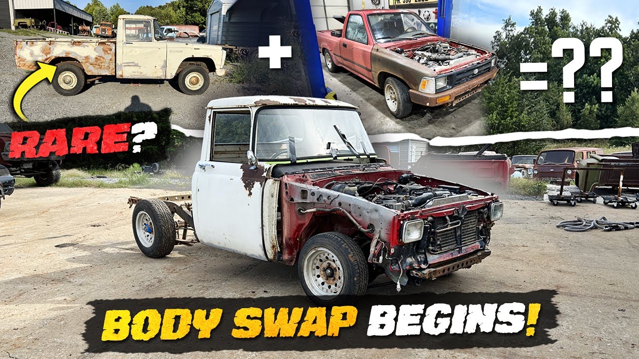 RARE 1967 Toyota Stout gets CUT UP! Can we combine it with a 1992 Toyota. Body Swap PT 1!!