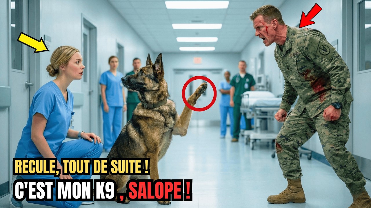 « Éloignez-vous de mon K9 ! » cria le commandant Hubert blessé — puis il salue l’infirmière rookie.