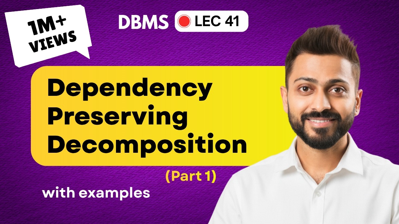 Lec-36: Dependency Preserving Decomposition in DBMS with Examples in Hindi | DBMS