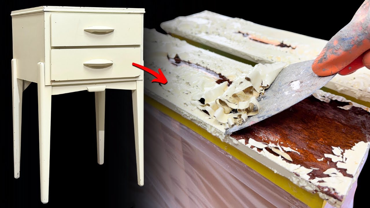 Removing PAINT from an MCM Nightstand | Amazing Furniture Restoration