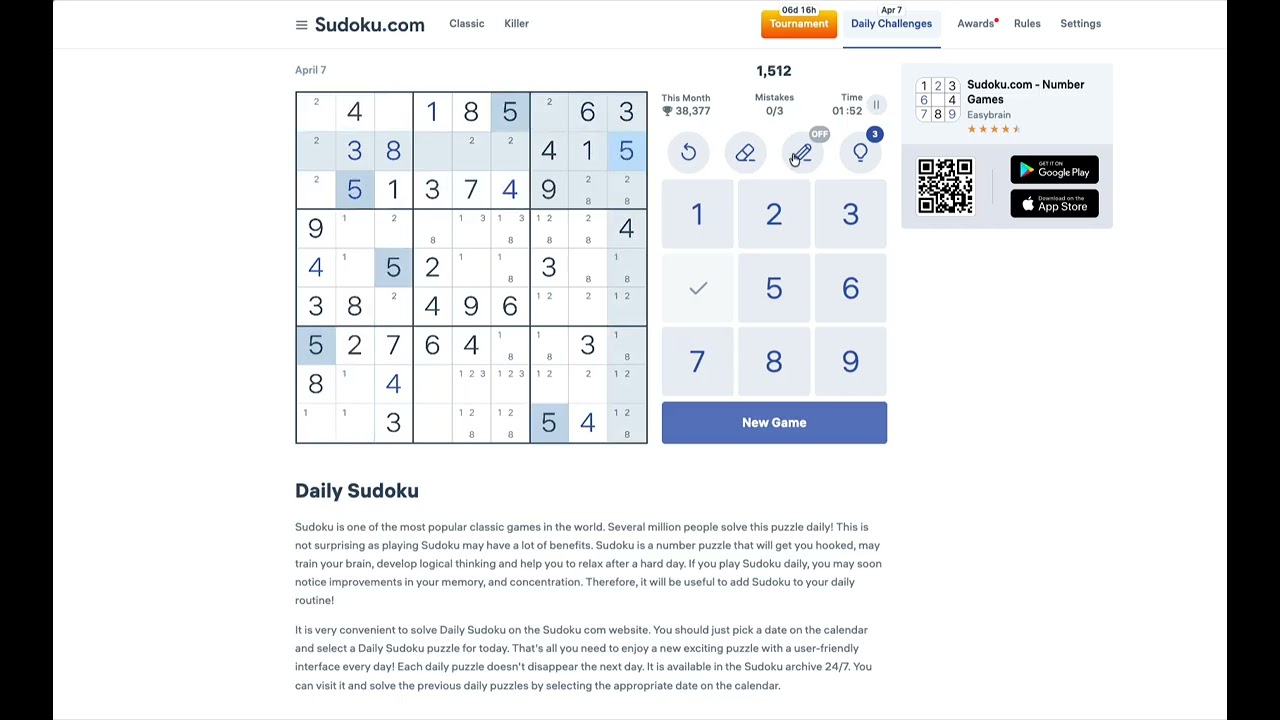 Sudoku.com Daily Challenge Today Solution | April 7 2026
