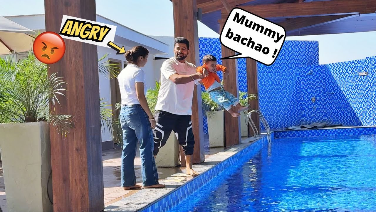 Throwing Rishi into Swimming Pool on His Birthday 😂