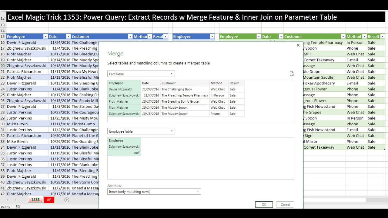 Excel Magic Trick 1353: Power Query: Extract Records w Merge Feature & Inner Join on Parameter Table