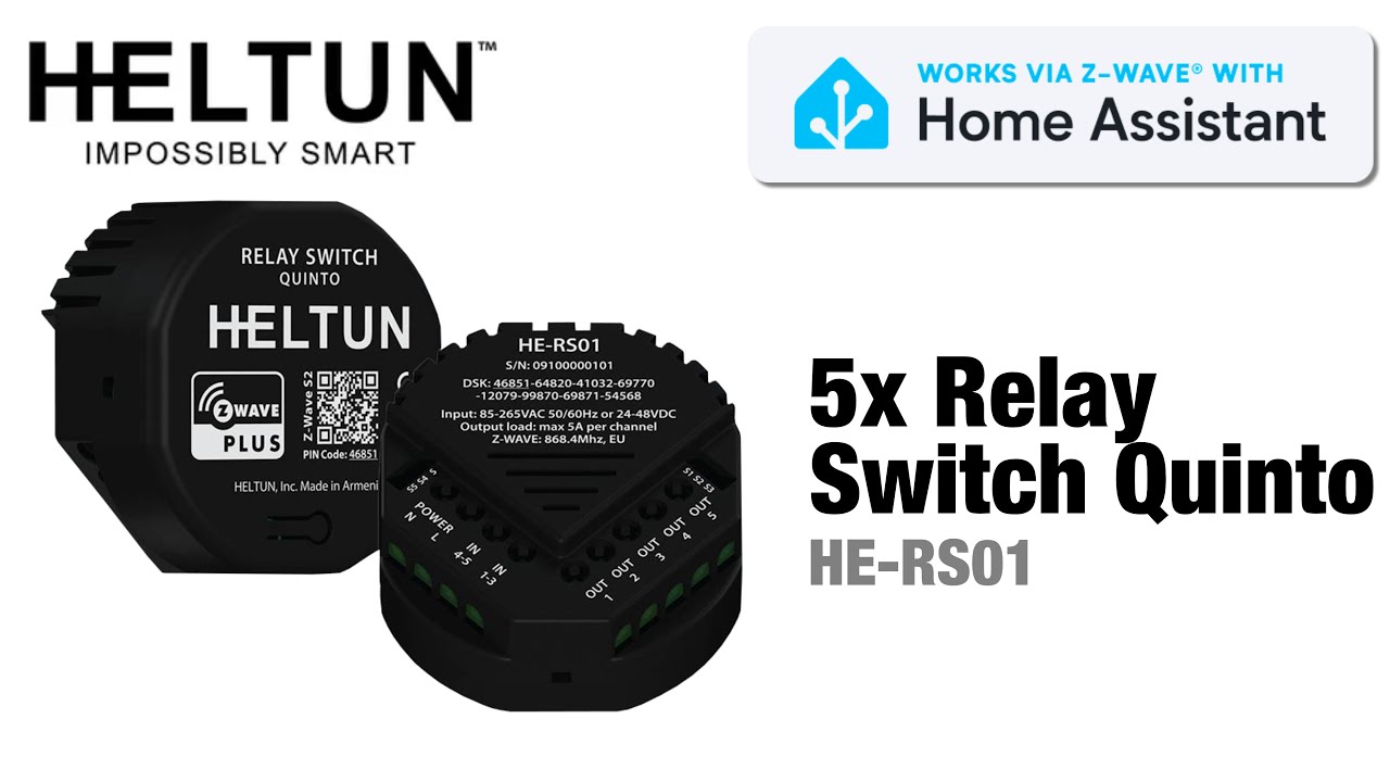 Heltun Quinto - Works with Home Assistant - 5-fach Relais mit umfangreicher Funktionalität