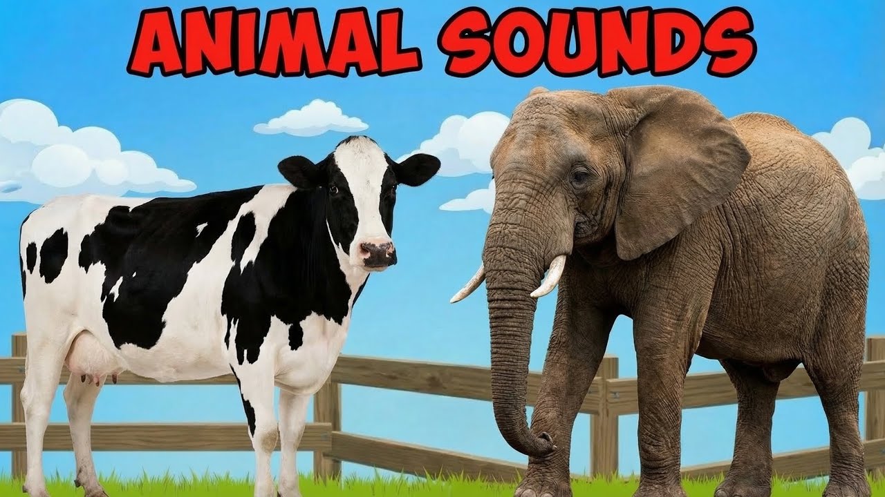 Animal Sounds for Children 🏇🦁l Names & Sounds of Farm Animals🐮 and Wild Animals🐘 for preschool kids