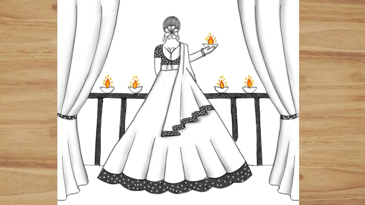 Beautiful Diwali Drawing Easy/ Diwali Festival Scenery Drawing Easy For Beginners