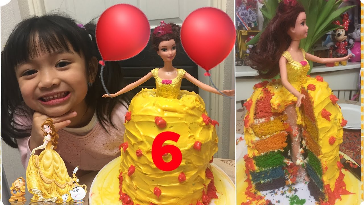 My Princess Belle Doll Rainbow Birthday Cake