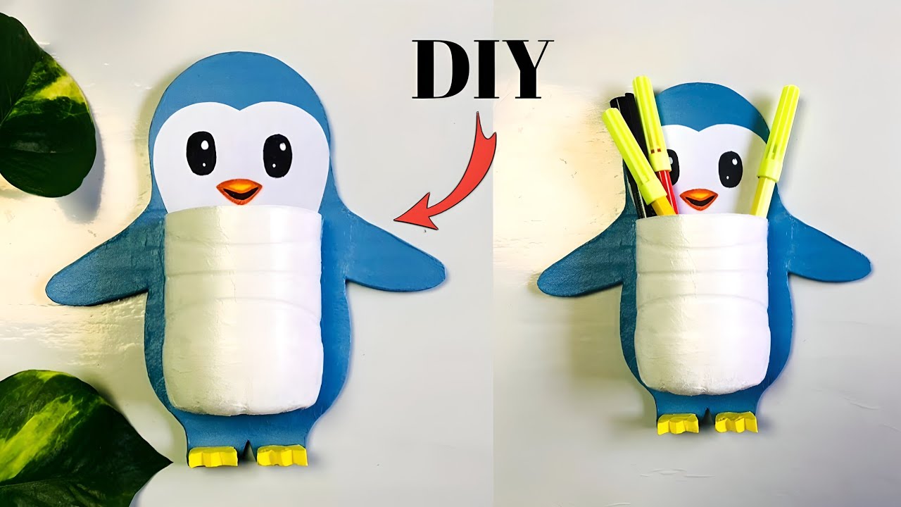 Cute Penguin Toothbrush Holder 🐧 | DIY Best Out of Waste Home Decor 