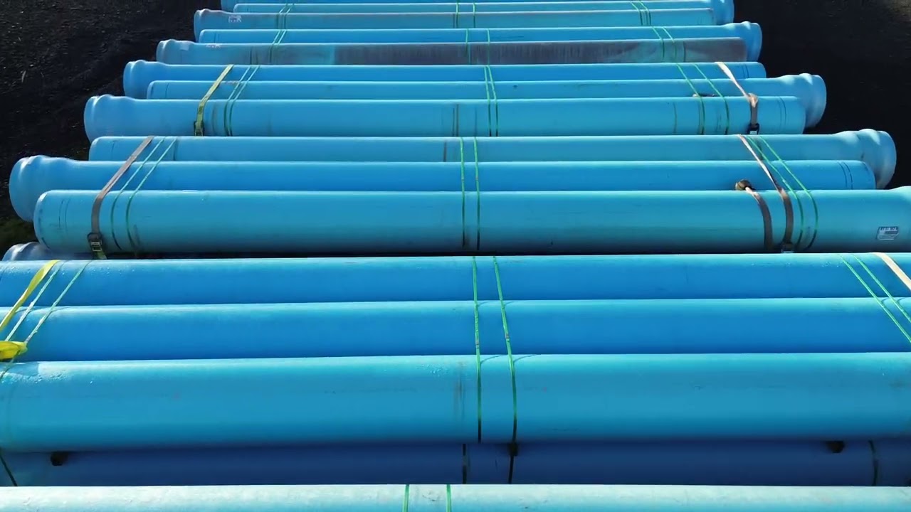 20ft PVC pipe,  un-used, gasketed joint, Overall length of pipe 21ft 6 Inches +-,