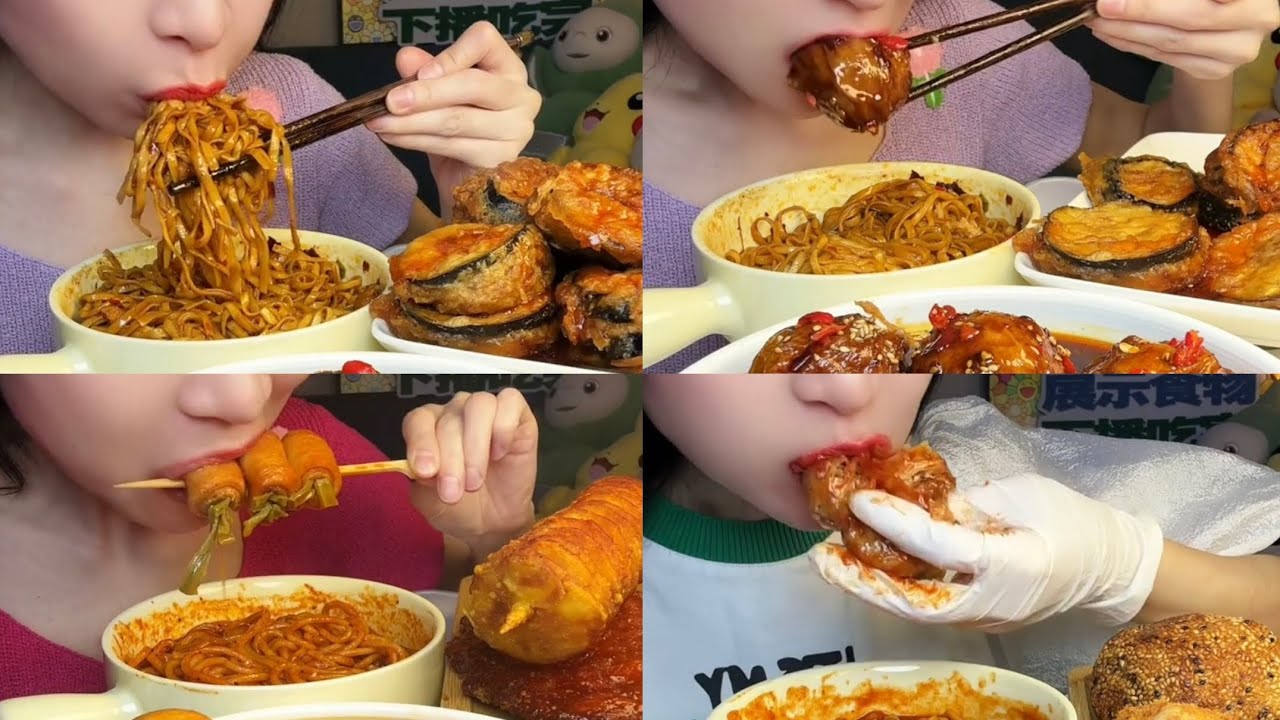 Meat fried gluteen, Oden Spaghetti, fried chicken, shaomai, fried chicken Turkey ramen potato cakes 
