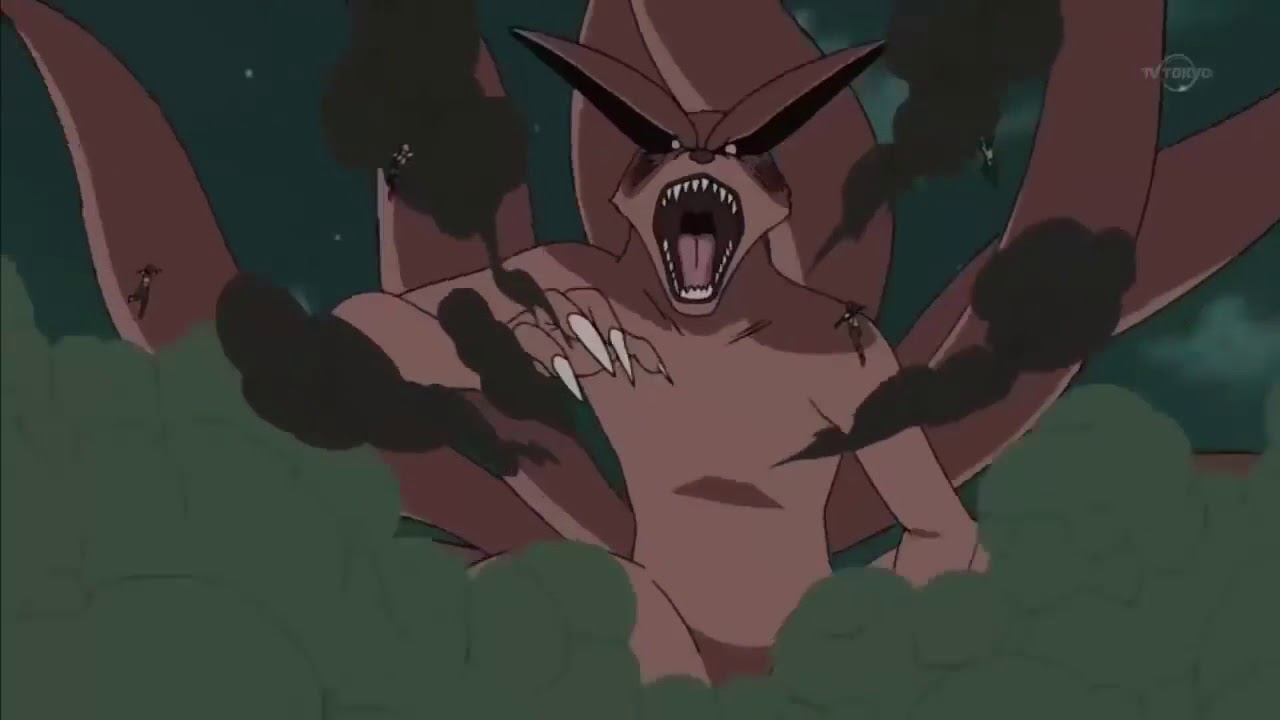 四代火影（黄色闪光）VS带土，九尾 Minato VS Obito,nine tail fox