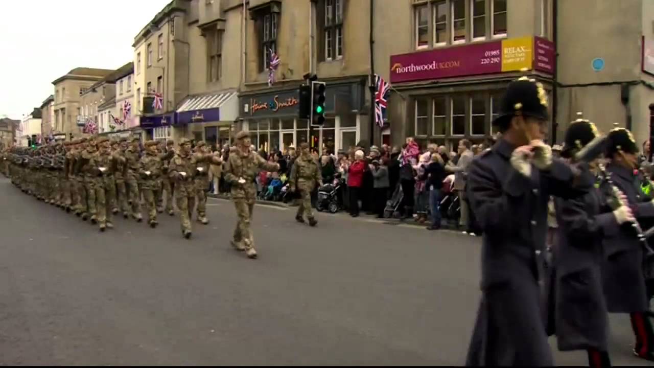 British soldiers parade through Warminster before Afghanistan deployment