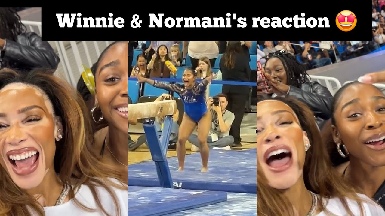 Winnie Harlow & Normani's reaction to Jordan STICKING her last Beam Routine in Pauley for UCLA 2026