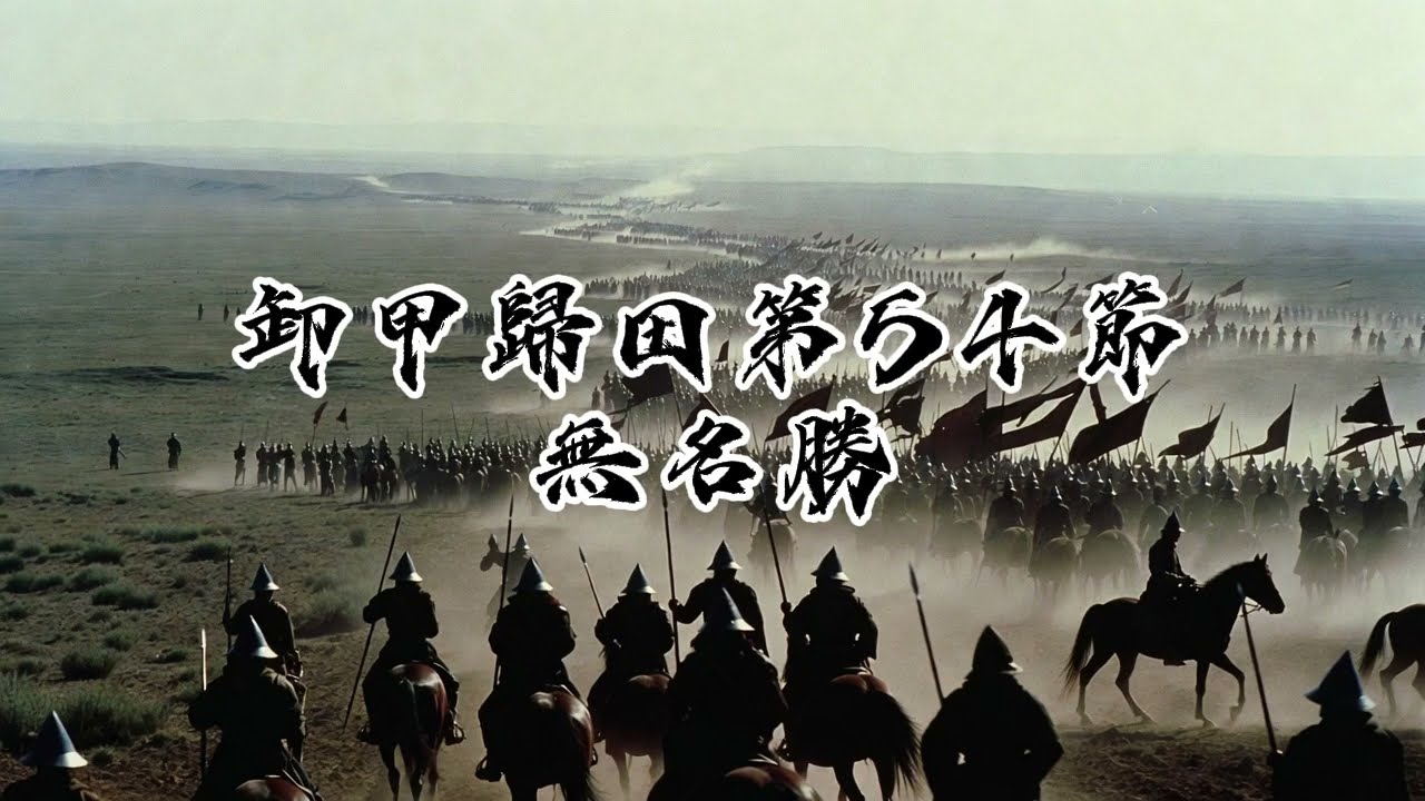 54卸甲歸田系列，多為史詩曲風，以戰爭為題材，目的是讓人深省戰爭，並願天下永無戰事。此曲無名勝，希望各位能喜歡。Excelente música con IA、Epic genre、AI音樂。