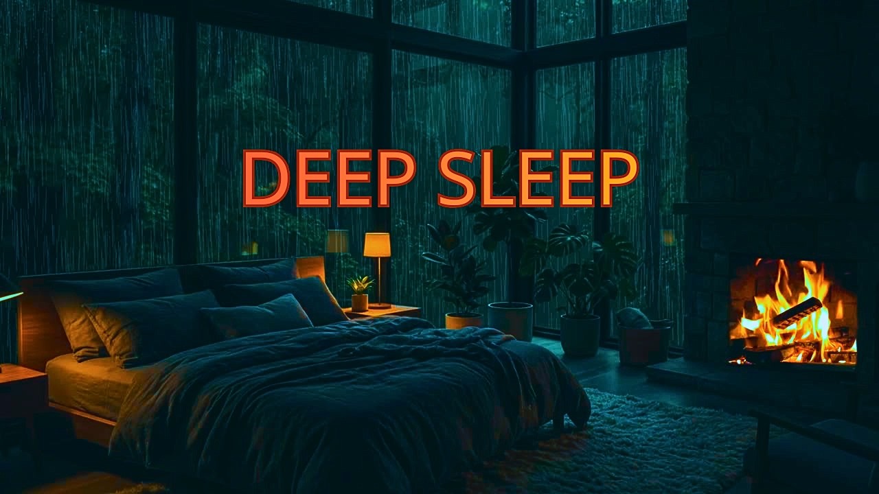 Gentle Rain & Fireplace Sounds for Sleeping 🔥 Cozy Cabin Night Ambience (No Music, 1 Hour)