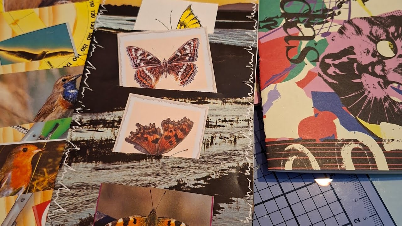 Ganze Buchseiten/junk journal /Deutsch/zwei Projekte/pockets/notizbüchlein