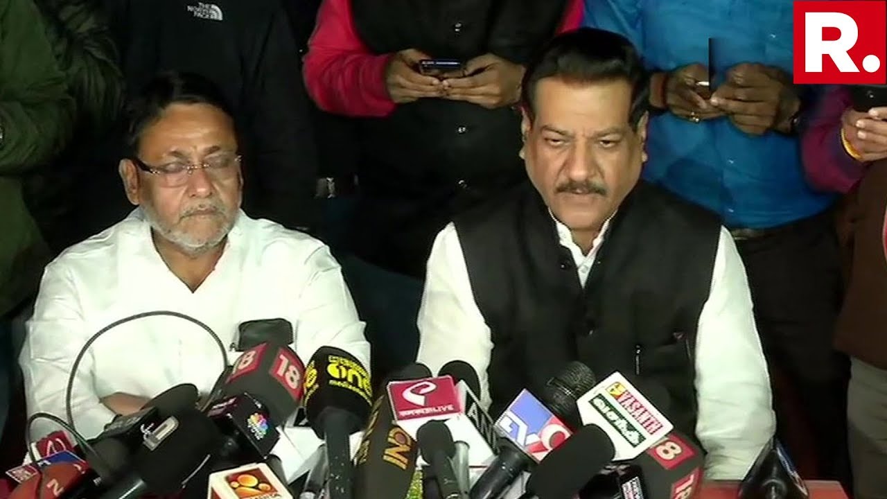 Congress-NCP Addresses The Media In A Joint News Briefing Over Alliance In Maharashtra