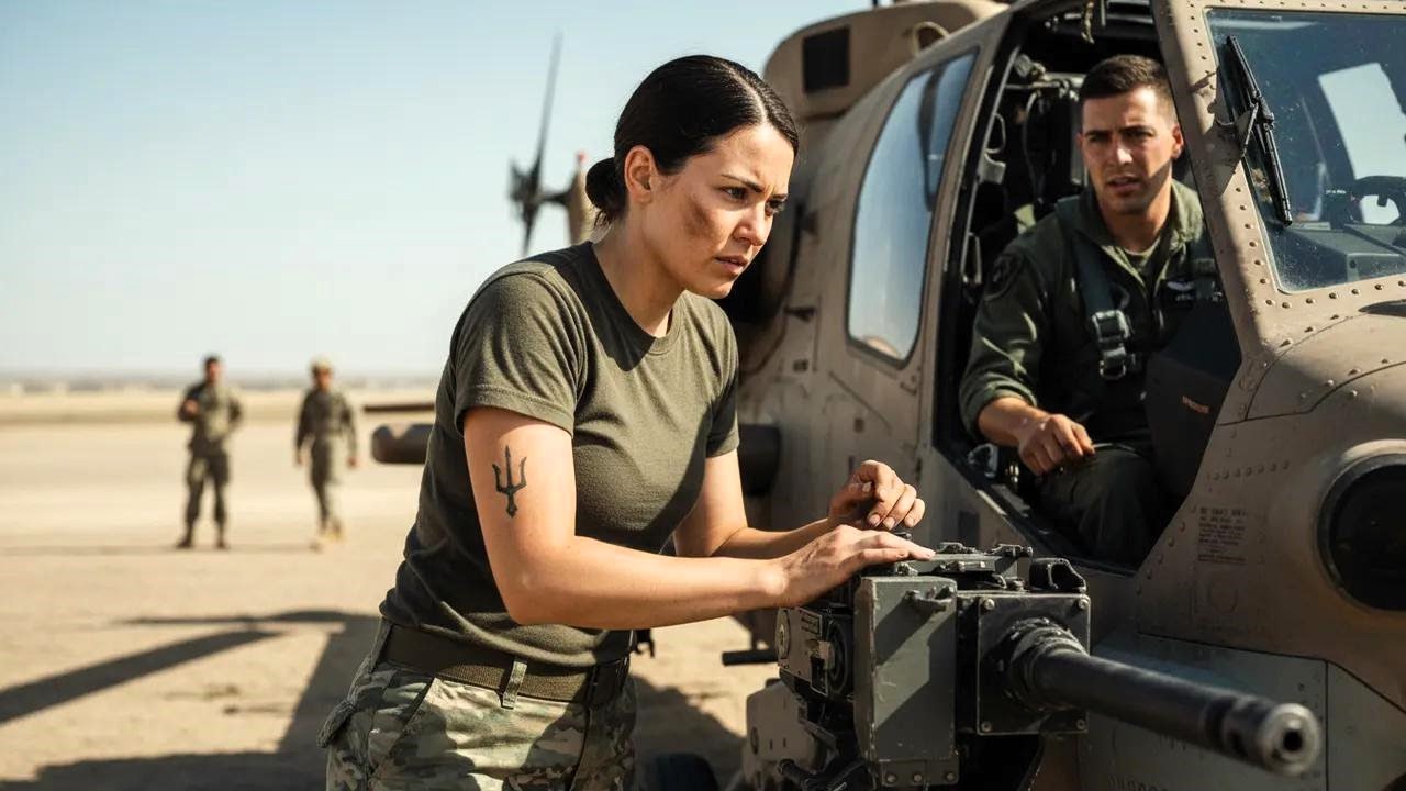 Naprawiała zacięty minigun w Apache'u a pilot oniemiał widząc jej ukryty tatuaż
