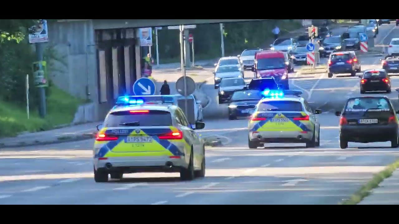 [GRO&szlig;EINSATZ] 2 FuStW der POL Augsburg auf rasanter Anfahrt zum Gro&szlig;einsatz mit Drift + fast Unfall