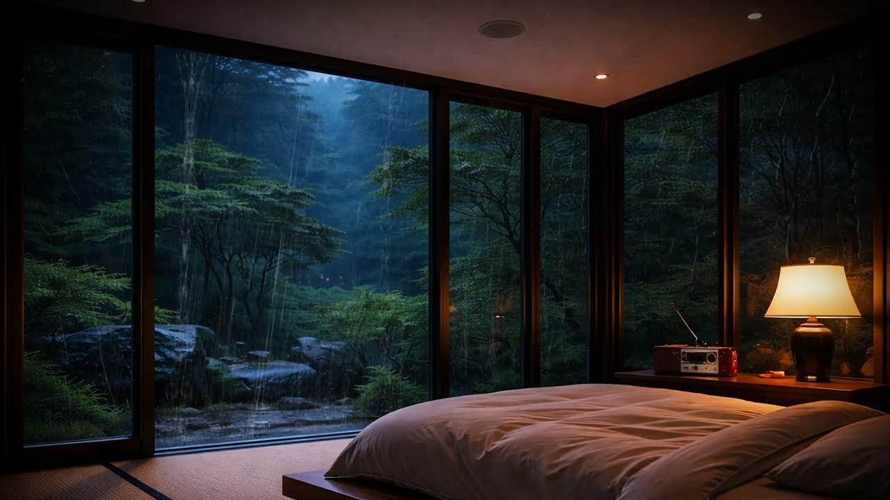 Deep Sleep in Cozy Bedroom 🌧️ Rain Sounds for Anxiety (Dark Screen After 1 Hour)