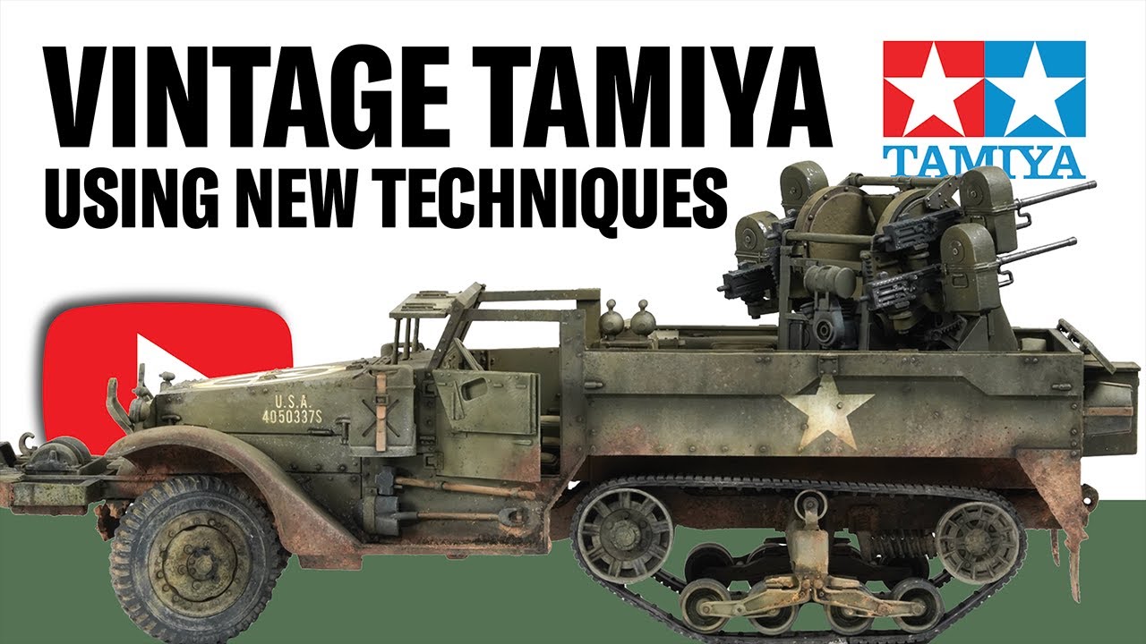 VINTAGE TAMIYA - Painted and weathered using NEW modern techniques. M16 Halftrack 1/35 Scale Model