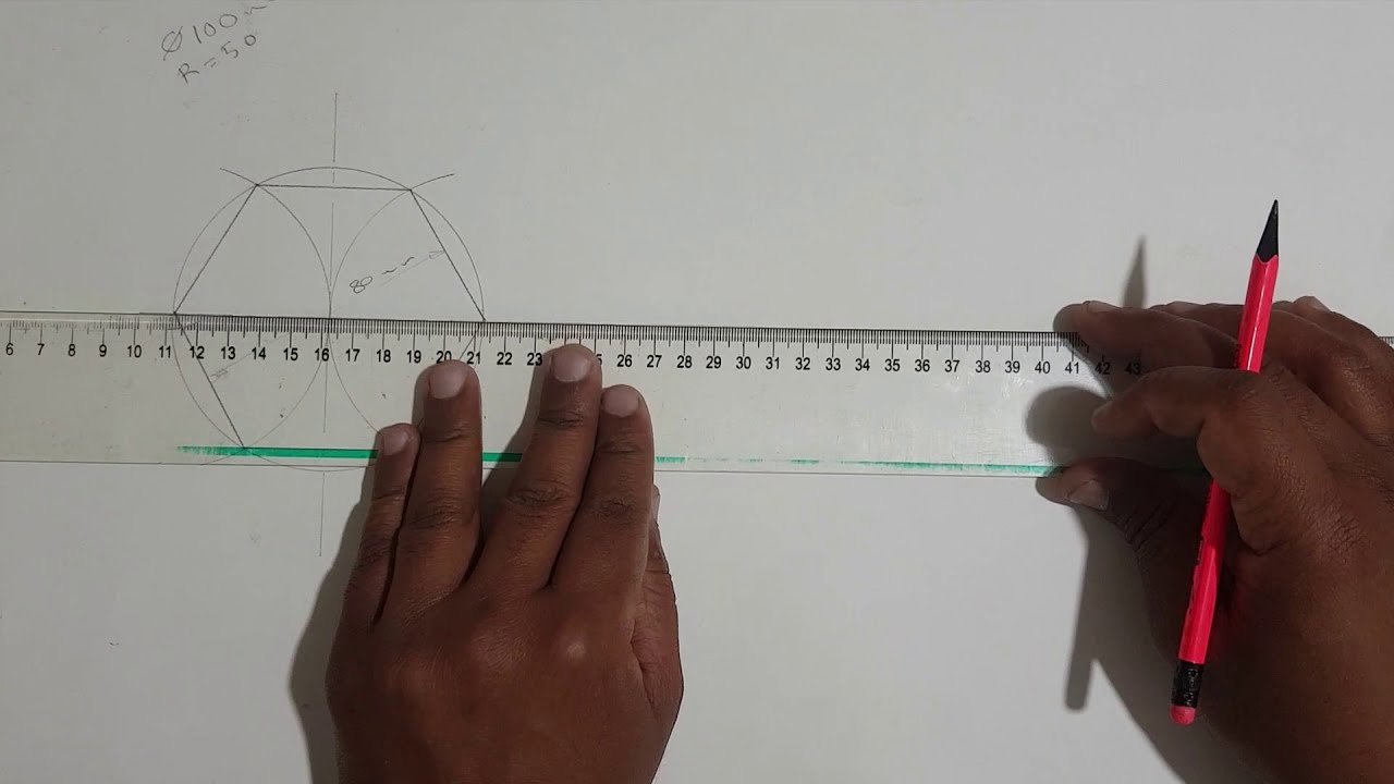 العمليات الهندسية/ طرق رسم الشكل السداسي.