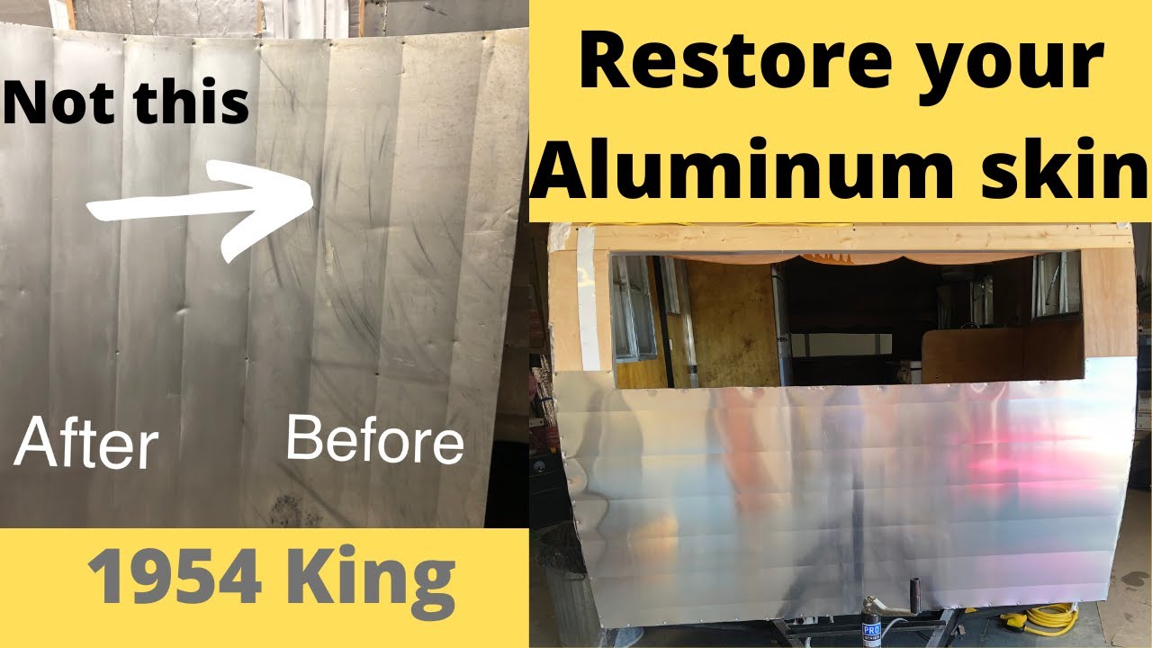 EP 156 1954 King vintage camper aluminum skin restoration travel trailer retro RV cleaning reusing