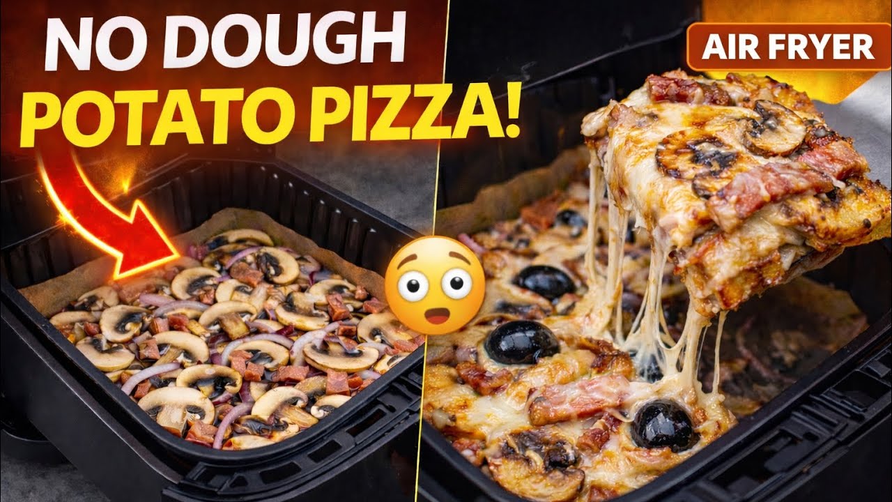 If You Have an Air Fryer, You NEED to Try This Tonight.No-dough potato pizza with insane cheese pull