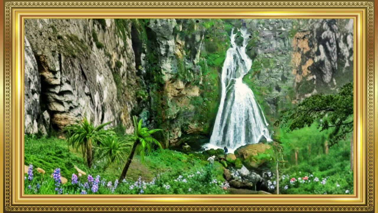 Bride Waterfall from Peru Painting | 2:30 Hour 1 Painting | Classic Frame Art for TV