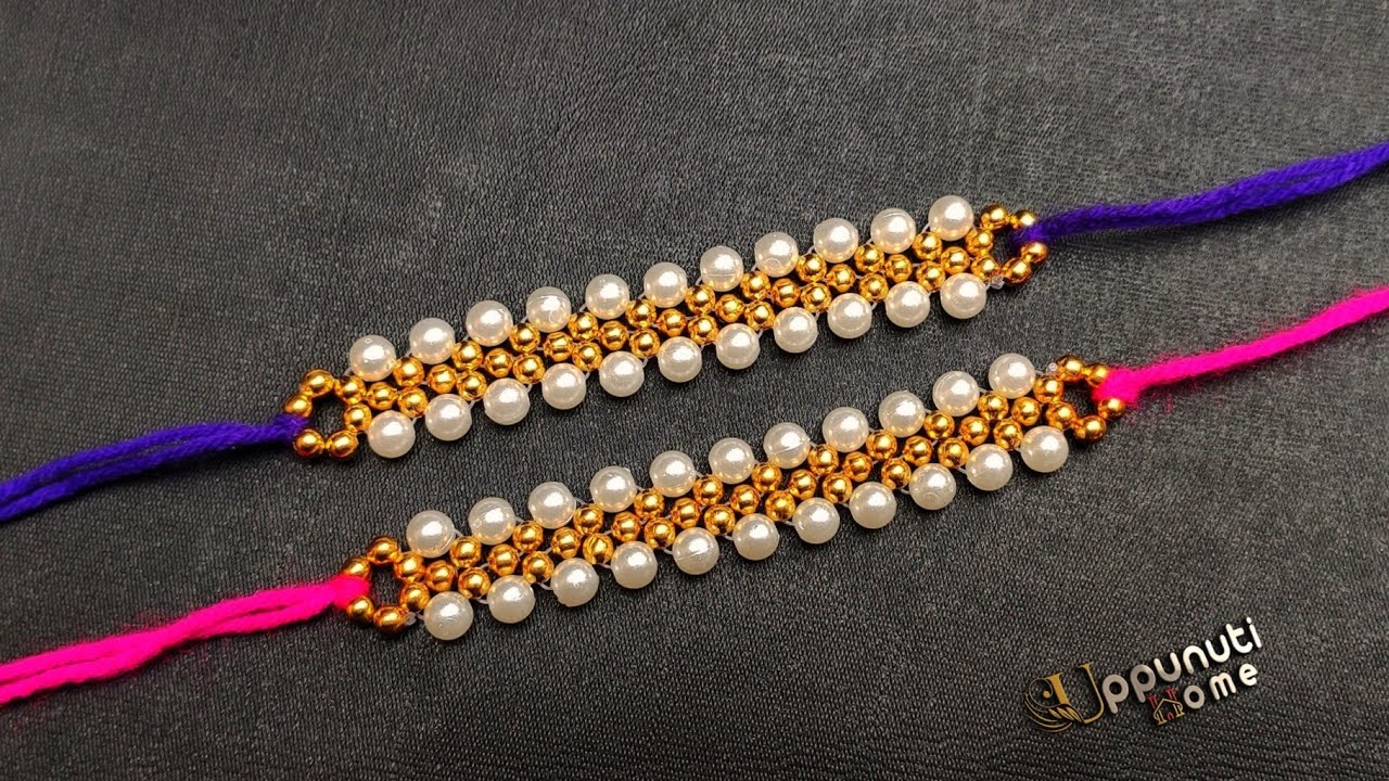 Beautiful Pearl Rakhi Making At Home | DIY | Woolen Rakhi Making ideas For Raksha Bandhan