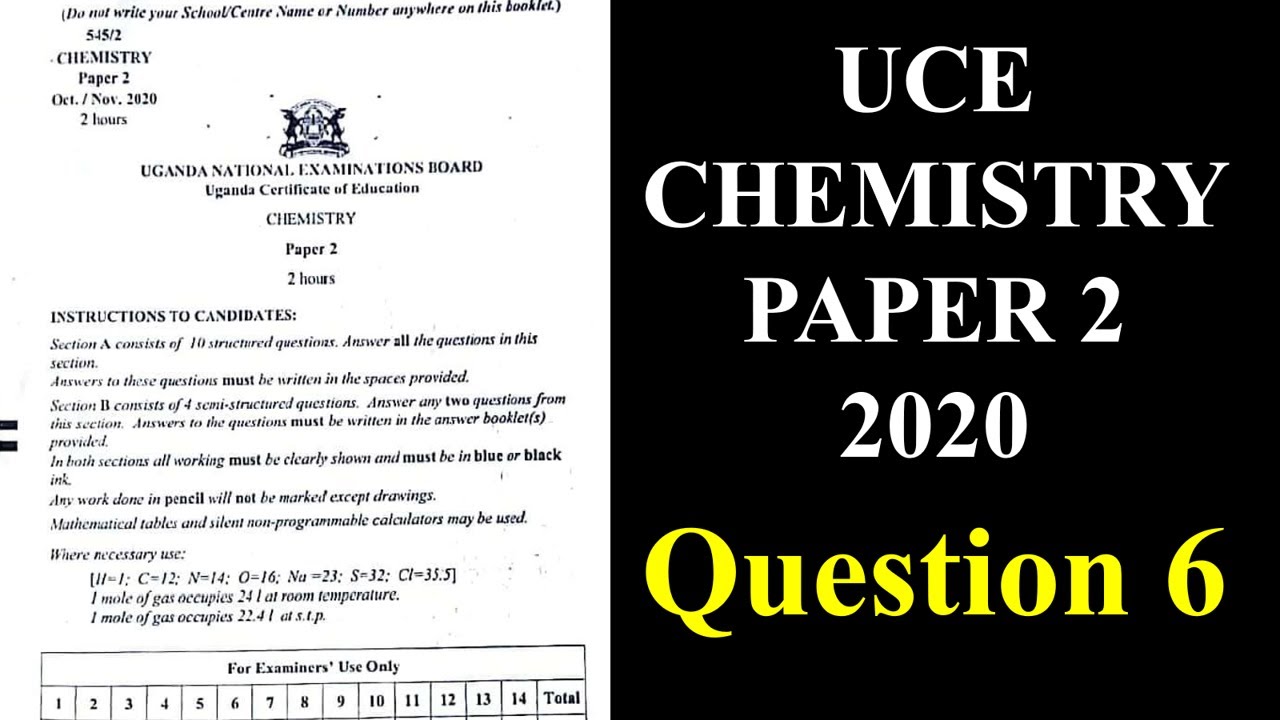 UCE Chemistry Paper 2 2020: Question 6