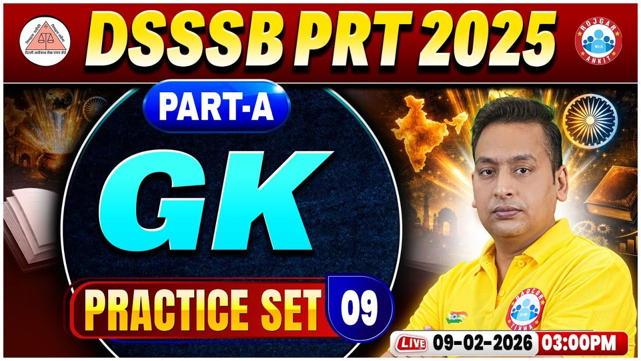 DSSSB PRT GK GS Classes | DSSSB PRT Part A GK GS Practice Set 09 | DSSSB GK GS MCQ By Shushant Sir