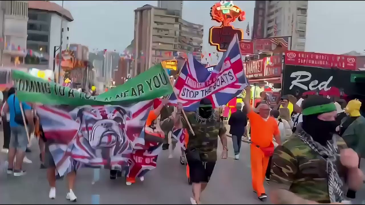 British Immigrants Protested About UK Immigrants During Fancy Dress Parade In Benidorm Spain