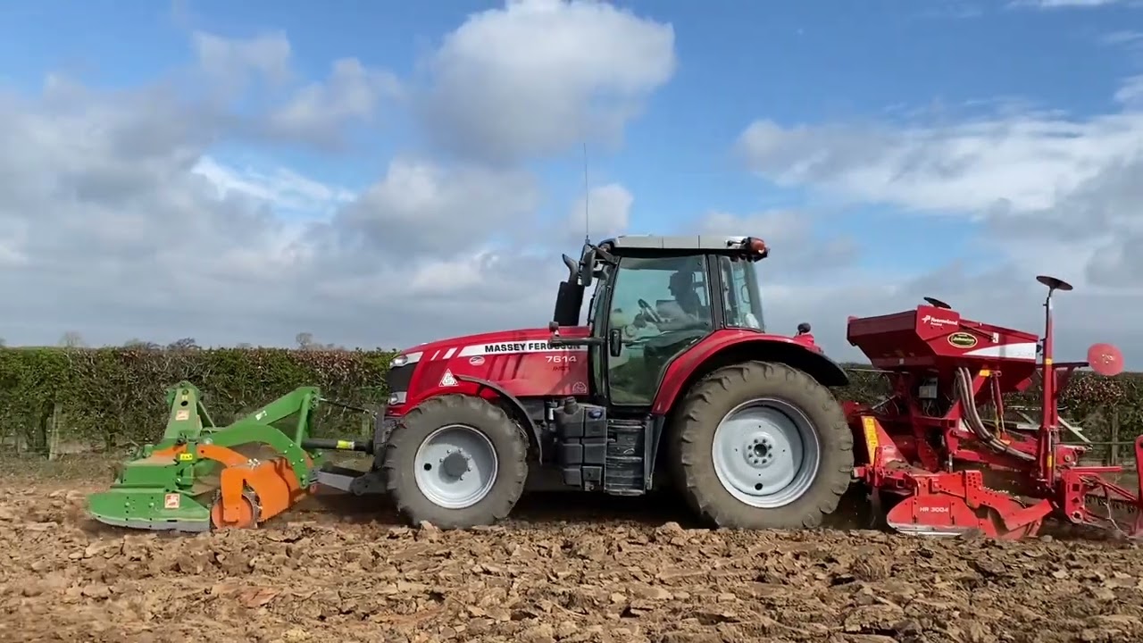 Cumbrian Farming 2023. Drilling spring barley with the MF 7614.