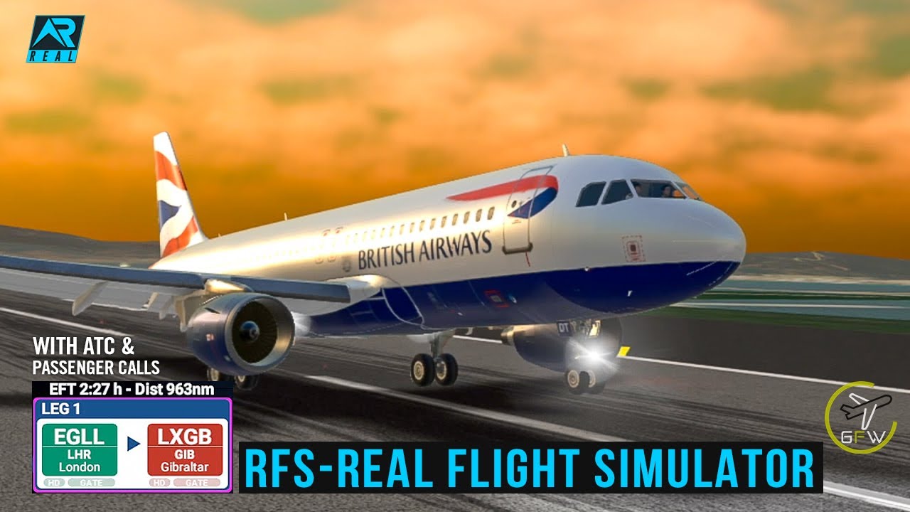 RFS — Real Flight Simulator — Лондон Хитроу — Гибралтар ||FullFlight|A320|British|FullHD|RealRoute