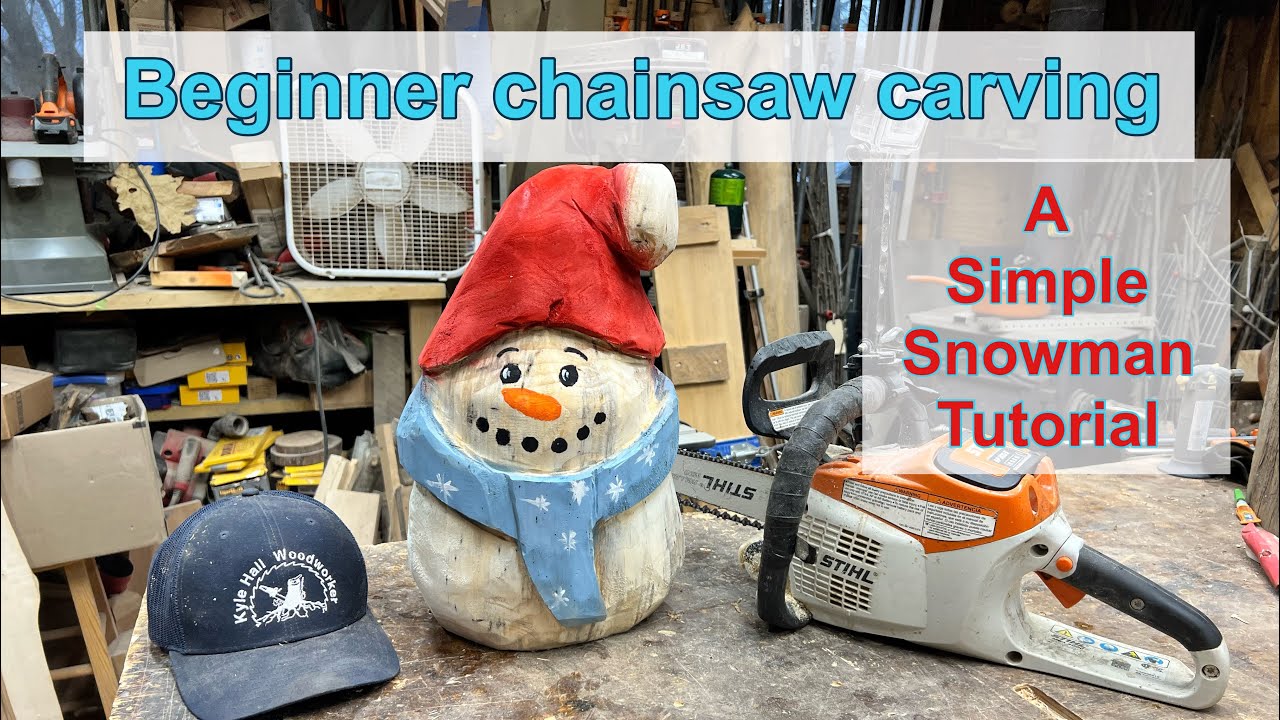 How to Make a Simple Snowman . Beginner chainsaw carving tutorial