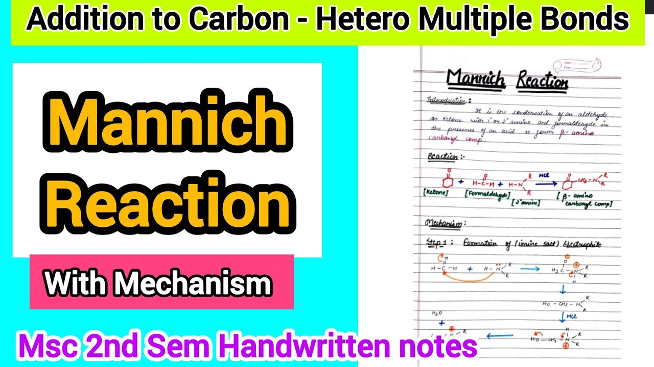 Mannich Reaction with mechanism - Organic Chemistry(MSc 2 Sem) @ChemistryChampss