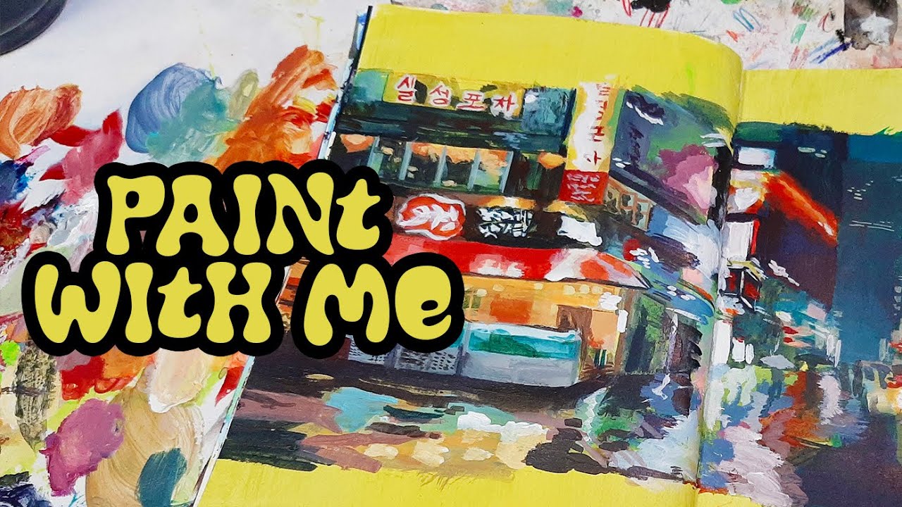 paint with me | rainy night walk in seoul