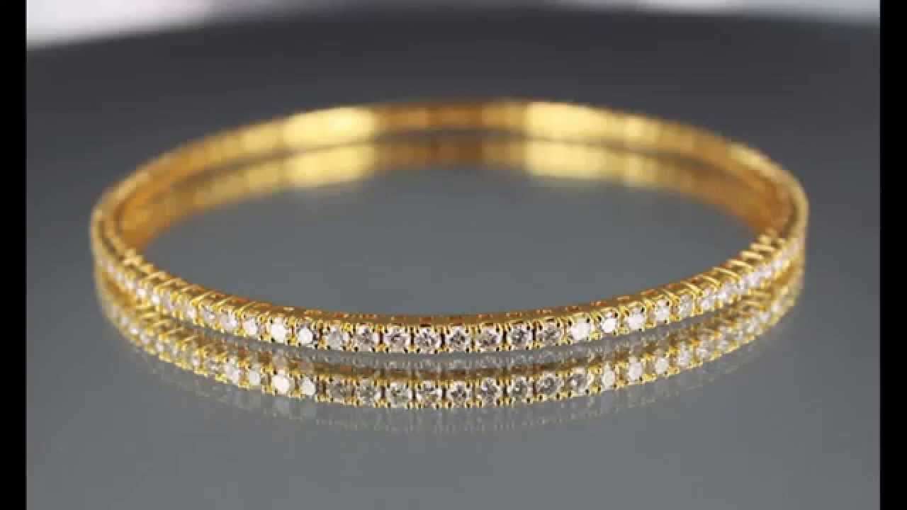 Classic Eternity Indian Diamond Bangle set in 18K Gold & 4 pointers diamonds (0.04 cts).mov