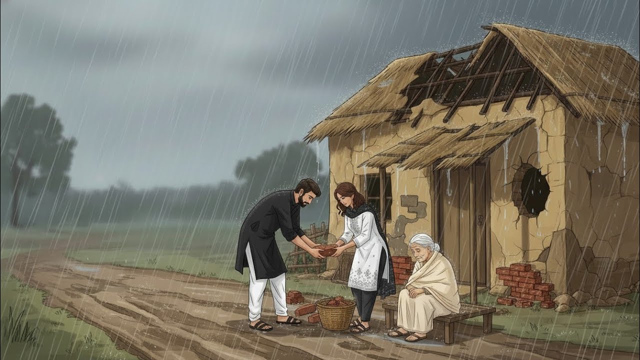 Poor Old Woman’s House Destroyed by Rain — What This Couple Did Next Will Melt Your Heart