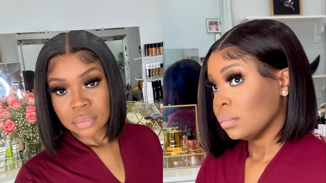 3D Full 13x6 Skin Melt Swiss Lace frontal Straight Bob Wig Afsisterwig