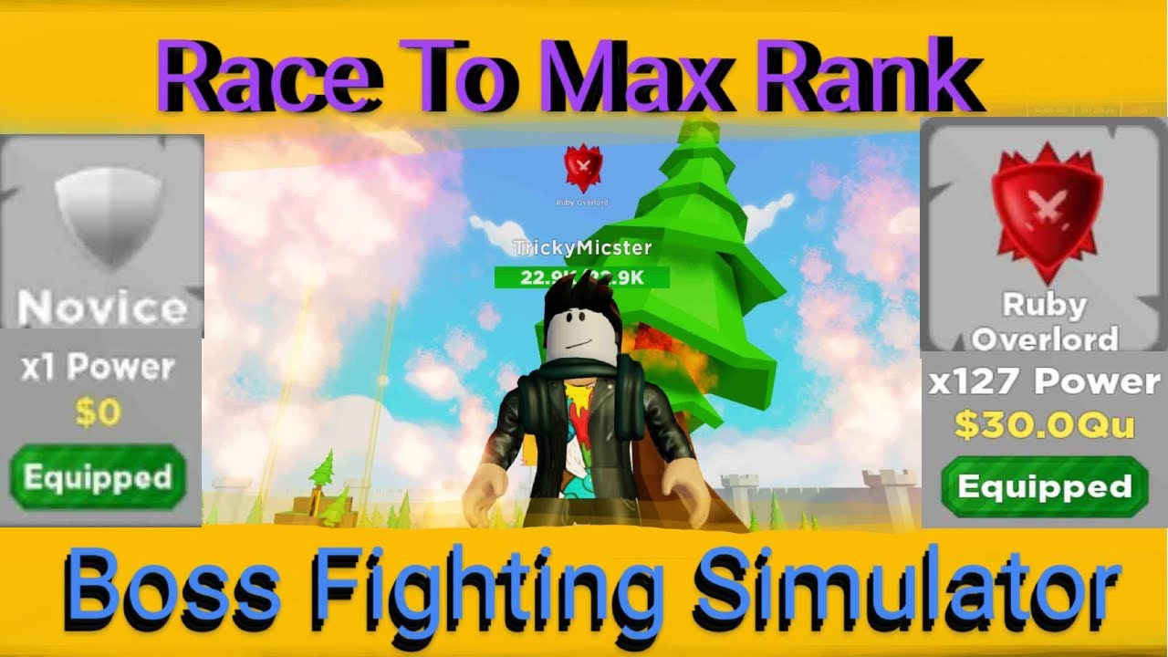 Race to Max Rank, Boss Fighting Simulator  //  Roblox