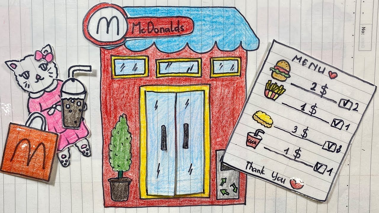 [💰paperdiy💰] Store McDonalds | 플레이페이퍼샵 맥도날드 Paper play Tutorial  ASMR
