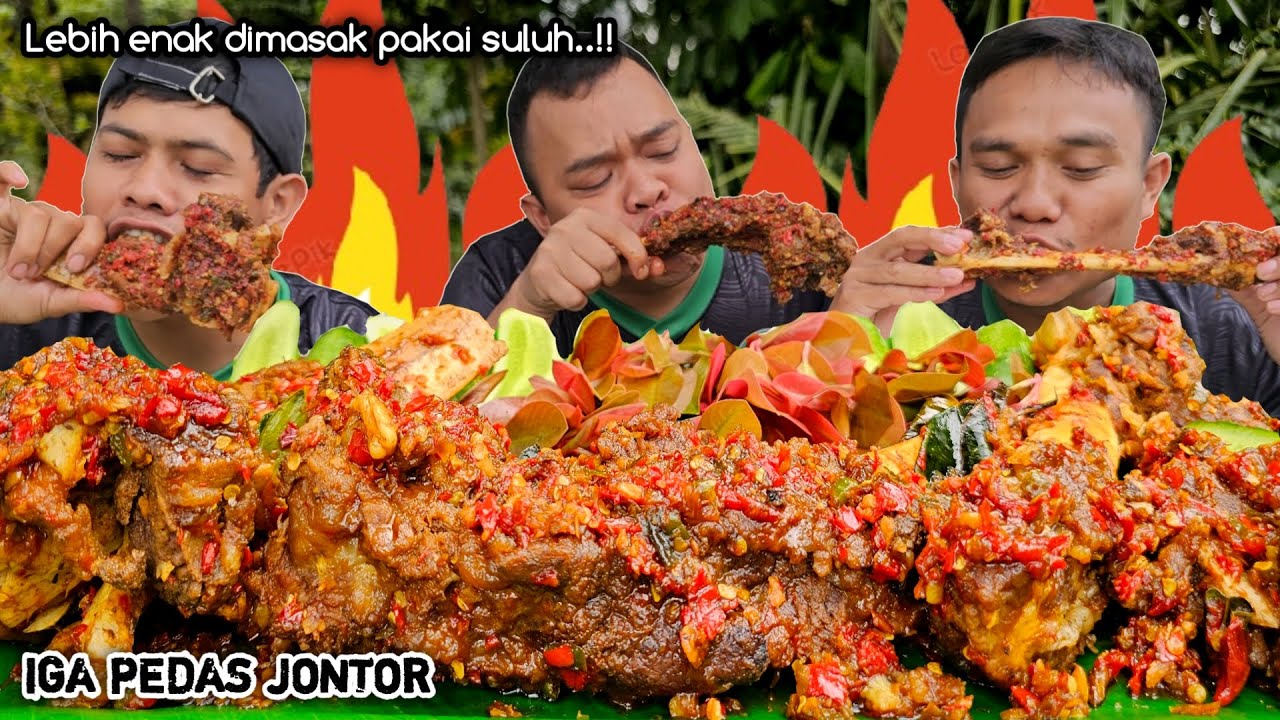 BIKIN NAGIH ! MUKBANG IGA PEDAS JONTOR + TIMUN + LAMPENI, SEMPURNA