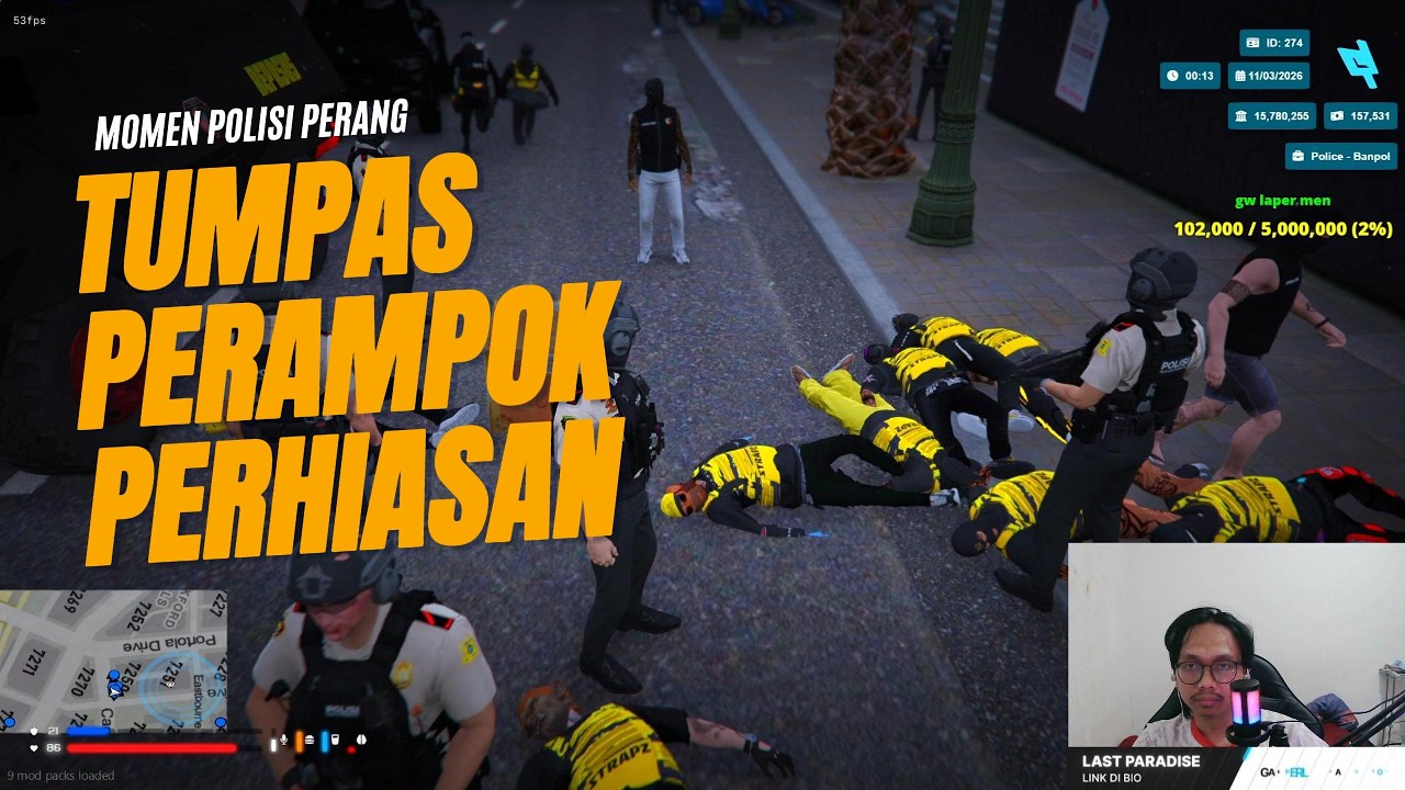 MOMEN RP POLISI PERANG LAWAN PERAMPOK PERHIASAN!! - #lastparadiseroleplay #fivem